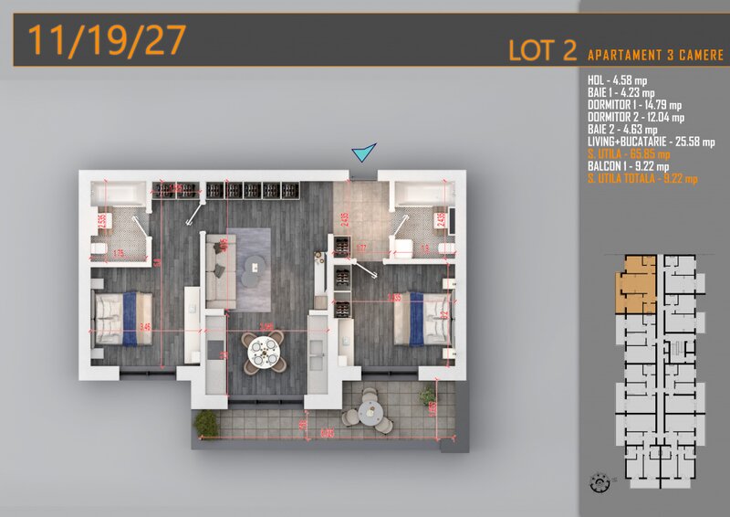 Titan, 3 camere ideal familie, comision 0%.